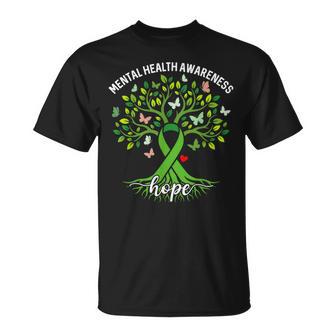 Mental Health Awareness Month Hope Green Ribbon Tree Women T-Shirt - Thegiftio UK