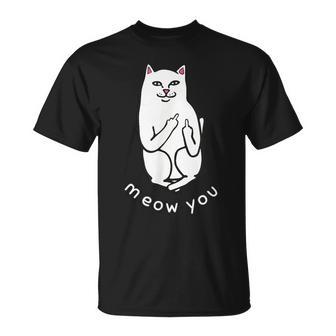 Meow You Cat Moody Cat 中指 猫好き Tシャツ - Kawaiitshirt