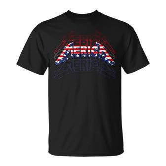 Merica Rock Sign 4Th Of July Vintage American Flag Usa T-Shirt - Thegiftio UK