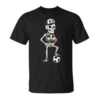 Mexican Flag Soccer Ball Skeleton T-Shirt - Thegiftio UK