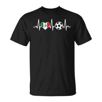 Mexico Soccer Heartbeat Flag Heart T-Shirt - Monsterry