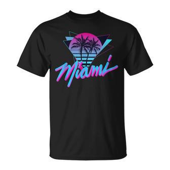 Miami – Palmen –Aperwaveynthwave 80Er Jahretil Retro T-Shirt - Seseable