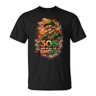 Miami 305 Skeleton Give Us The Smoke Quote Street Style T-Shirt - Monsterry