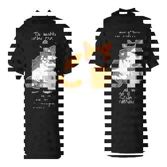 Mignon Chat Angry Cat Café Lundi Caféine T-Shirt - Cadeauxyz