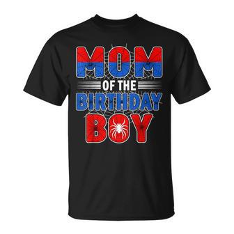 Mom Of The Birthday Boy Spider Web Birthday Party T-Shirt - Thegiftio