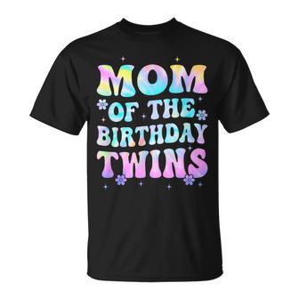 Mom Of The Birthday Twins Girls Kids Party Retro Bday T-Shirt - Thegiftio UK