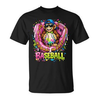 Monkey Animals Baseball Ice Cream Drip Cool T-Shirt - Monsterry