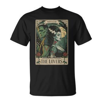 Monster Lovers Tarot Card Gothic Frankenstein Halloween T-Shirt - Monsterry
