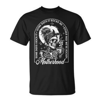 Motherhood Some Days I Rock It Some Days It Rocks Me Retro T-Shirt - Monsterry
