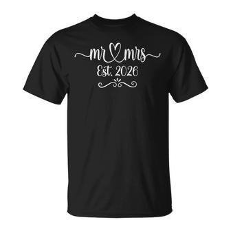 Mr And Mrs Est 2026 Just Married Wedding Husband & Wife T-Shirt | Seseable UK