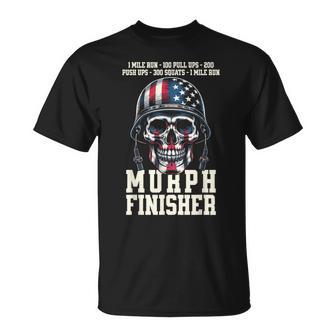 Murph Memorial Day Workout Finisher Vintage Style Flag Skull T-Shirt - Thegiftio UK