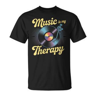 Music Is My Therapy Musiciens Casque Musique Memes T-Shirt - Cadeauxyz