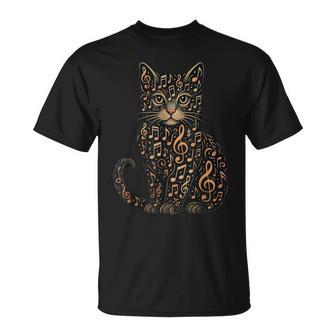 Musical Notes Cat Music Musician T-Shirt - Monsterry