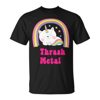 Musique Rétroarcastique Arc-En-Ciel Licorne Et Thrash Metal T-Shirt - Cadeauxyz