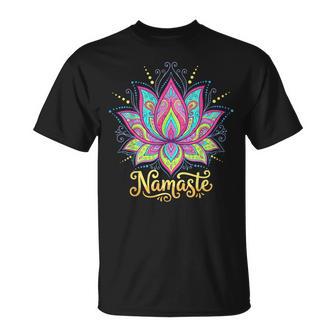 Namaste Yoga Lotus Flower Meditaton Zen Bohemian T-Shirt | Seseable UK