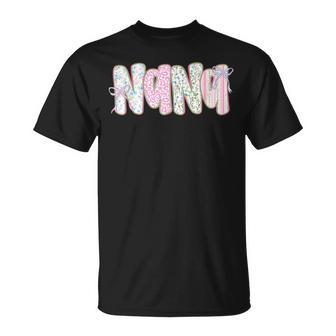 Nana Floral Coquette Bow Mother's Day Cute Grandma T-Shirt | Mazezy