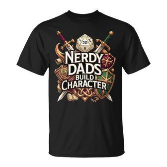 Nerdy Dads Build Character Rpg Dice Tabletop Gamer T-Shirt - Thegiftio UK