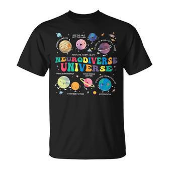 Neurodiverse Universe Space Planet Autism Awareness Teacher T-Shirt - Monsterry