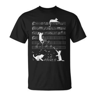 Niedliche Katze Musiknoteintage Retro Musiker T-Shirt - Geschenkecke