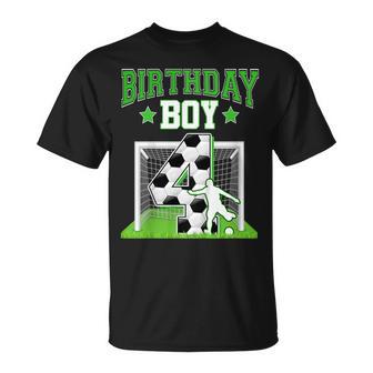 Niños Balón De Fútbol Para 4º Cumpleaños Para Niño De 4 Años Fiesta De Jugador De Bailarín Camiseta unisex - Regaloses