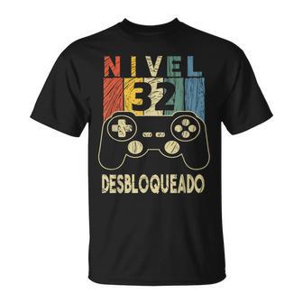 Nivel 32 Desbloqueado Gamer 32 Años Cumpleaños Camiseta unisex - Regaloses