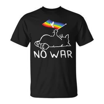 No War Peace Movement World Peace Peace Flag Cat Tシャツ - Kawaiitshirt