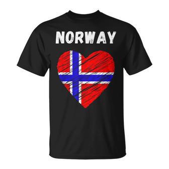Norwegen-Flagge Urlaub Norwegen Herz Norwegische Flagge T-Shirt - Seseable