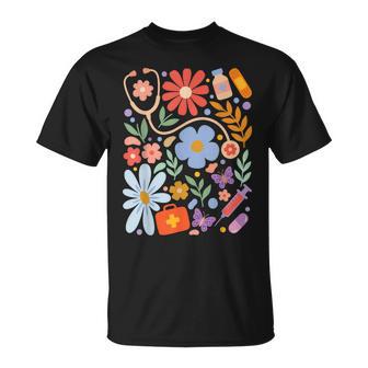 Nurse Boho Flowers Rn Nursing T-Shirt - Thegiftio UK