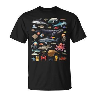 Ocean Creatures Ocean Life Exploration Sea Animals Wildlife T-Shirt - Monsterry