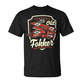 Old Fokker Ww1 Camisa De Avión De Laegunda Guerra Mundial Camiseta unisex - Regaloses