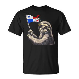 Panamanian Flag Sloth Panama Roots Panama Pride Panama T-Shirt - Thegiftio UK
