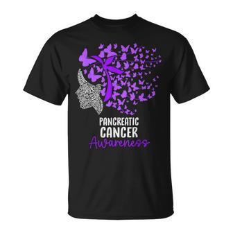 Pancreatic Cancer Awareness Butterfly Ribbon Purple T-Shirt - Thegiftio UK
