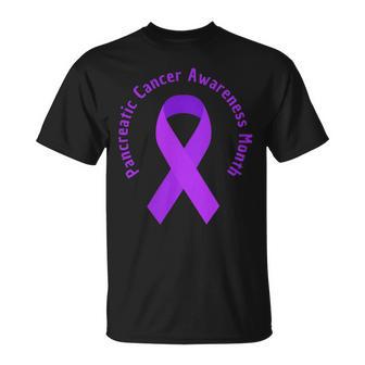 Pancreatic Cancer Awareness Fight Support Purple Ribbon T-Shirt - Thegiftio