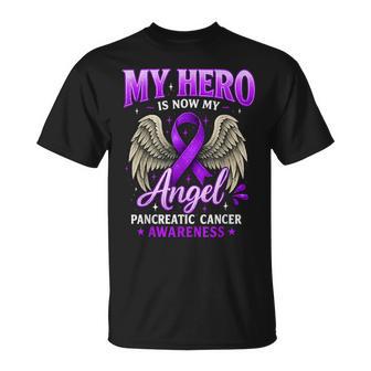 Pancreatic Cancer Awareness Memorial Ribbon Purple Support T-Shirt | Mazezy