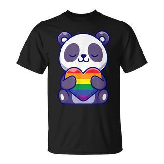 Panda Kawaii Lgbtq Oso Abrazo Distribuidor Gay Orgullo Arco Iris Corazón Camiseta unisex - Regaloses