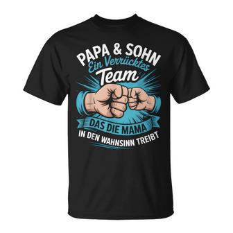 Papa &Ohn Einerrücktes Team Partnerlookateratertag T-Shirt - Seseable