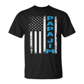 Papa Jim Vintage American Flag Fathers Day Grandpa T-Shirt - Monsterry UK