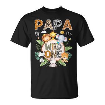 Papa Of The Wild One First Birthday Safari Jungle Animal T-Shirt - Thegiftio