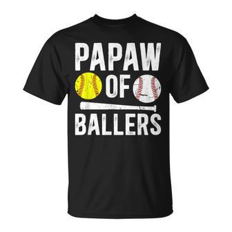 Papaw Of Ballers Proud Baseball Softball Papaw Grandpa T-Shirt - Monsterry UK
