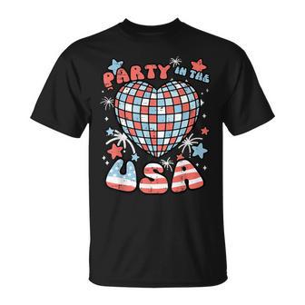 Party In The Usa Disco Heart 4Th Of July Girls Kids T-Shirt - Monsterry