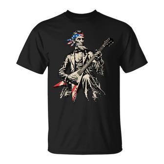 Patriotic Abraham Lincoln Guitar Rock President Abe Lincoln T-Shirt | Mazezy