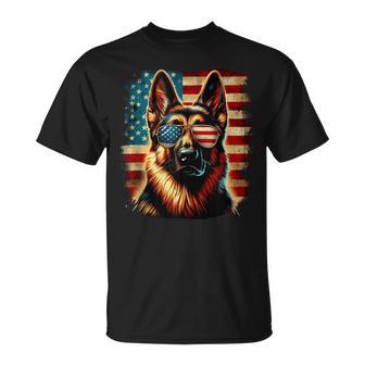 Patriotic American Flag German Shepherd 4Th Of July T-Shirt - Thegiftio UK