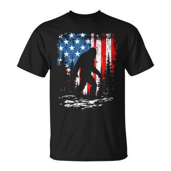 Patriotic Bigfoot Sasquatch 4Th Of July Usa American Flag T-Shirt - Thegiftio UK