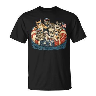 Patriotic Cats Pool Float Summer Fourth Of July T-Shirt | Seseable UK