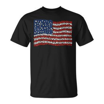 Patriotic Dog Lover Dog Paw Print American Flag 4Th Of July T-Shirt - Monsterry