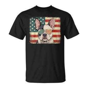 Patriotic French Bulldog Dog Lover Usa Flag 4Th Of July T-Shirt | Seseable UK