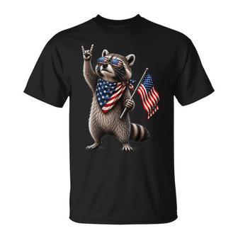 Patriotic Raccoon Usa Flag Vintage Fourth Of July T-Shirt - Thegiftio UK