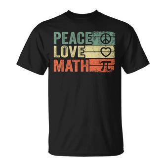 Paz Amor Matemáticasintage Matemáticas Nerd Retro Divertido Matemáticas Profesor Camiseta unisex - Regaloses