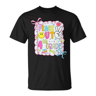 Peace Out 4Th Grade Kid Girl Last Day Of School Bow Coquette T-Shirt - Monsterry