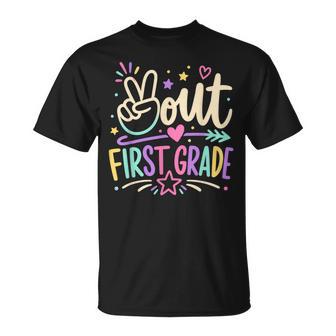 Peace Out First Grade Cute Tie Dye Last Day Of 1St Grade T-Shirt - Thegiftio UK